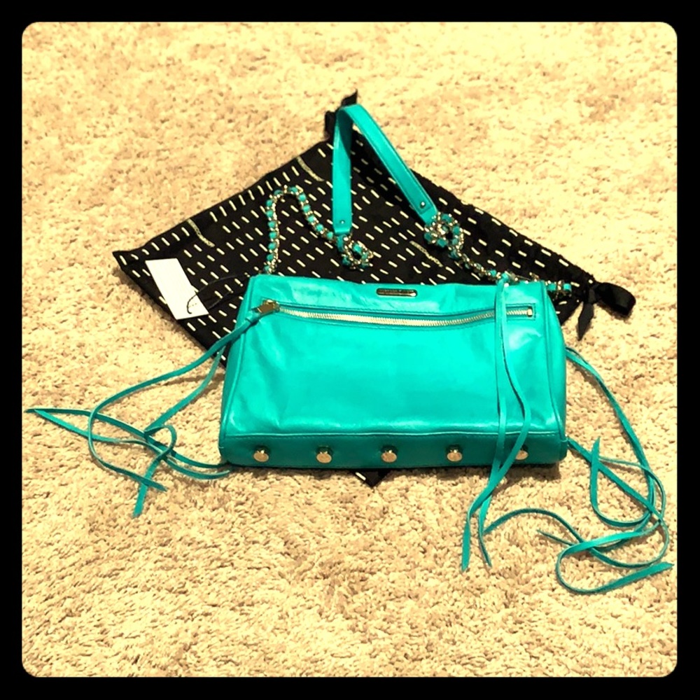 NWT Rebecca Minkoff Zipper Moto Crossbody in Aqua